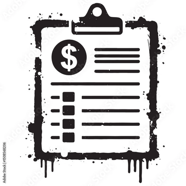 Fototapeta Balance Sheet Icon with Stencil Dripping Paint for Merchandise A