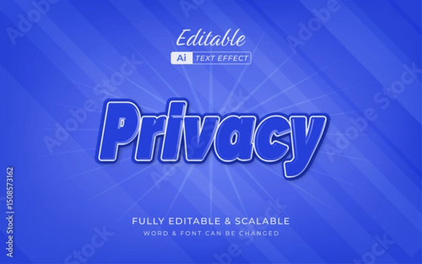 Fototapeta vibrant text. privacy editable text effect. suitable for protection goverment