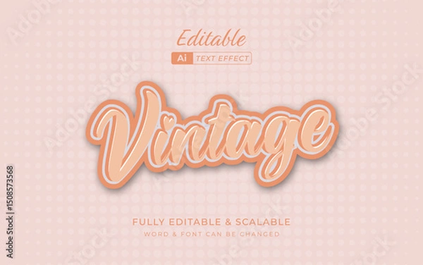 Fototapeta retro vintage 3d text effect theme. for branding product