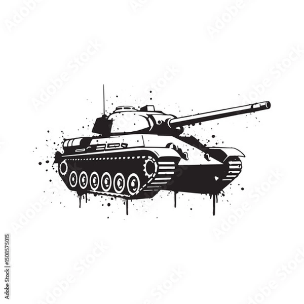 Fototapeta Vector Stencil Tank Icon with Dripping Paint - Merchandise Appar