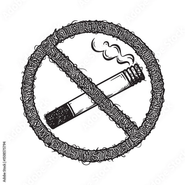 Fototapeta Expressive No Smoking Emblem Featuring a Stylized Cigarette and