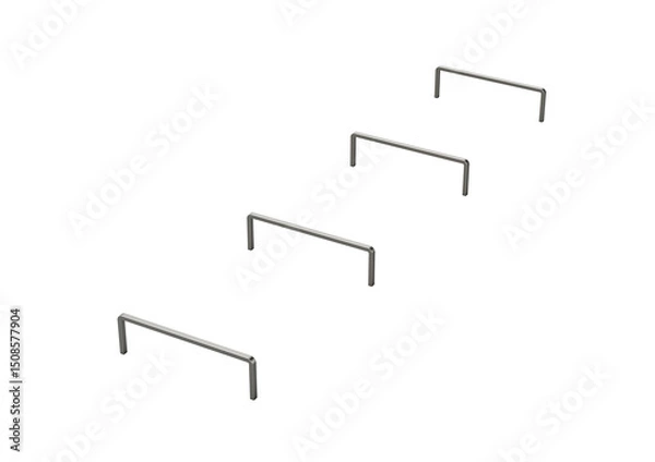 Fototapeta Minimalist metal staple pins arranged in a row, perfect for office or stationery use. 3d illustration