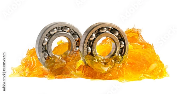 Fototapeta Ball bearing stainless with grease lithium machinery lubrication for automotive and industrial isolated on white background.