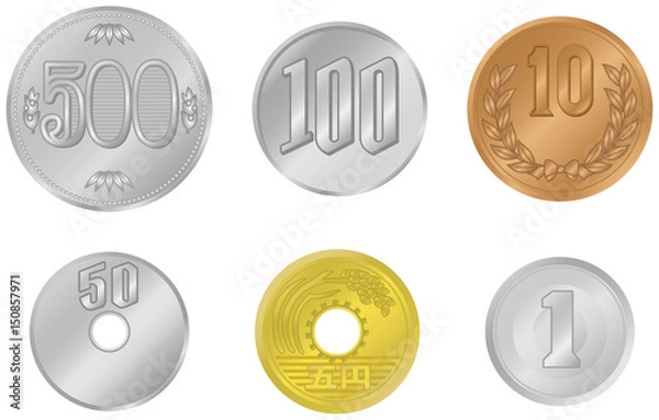 Fototapeta 硬貨　並列セット