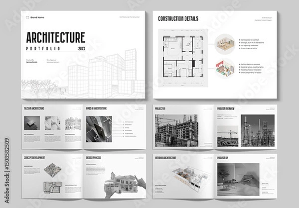Fototapeta Minimal and Clean Architecture Portfolio Landscape Template