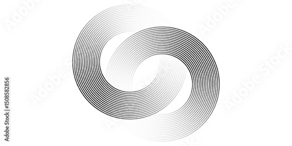 Fototapeta White geometric abstract background overlapping layers on bright space with line effect decoration. Circle style concept modern graphic design element for banner, flyer, card. Eps10