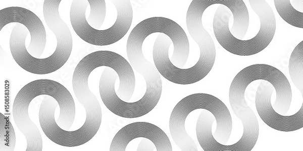 Obraz White geometric abstract background overlapping layers on bright space with line effect decoration. Circle style concept modern graphic design element for banner, flyer, card. Eps10