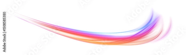 Fototapeta Sports speed wavy line consists of a stream of bright rays with flash effect, light and neon colors in PNG format.	