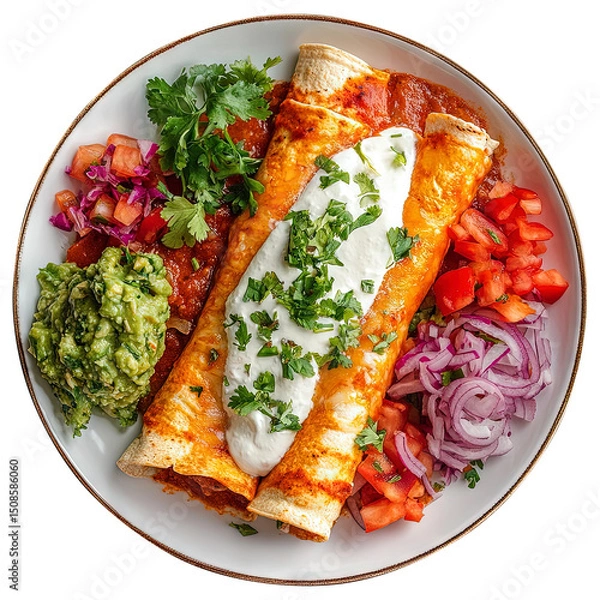 Obraz Enchiladas isolated on transparent white background png, clipping path 