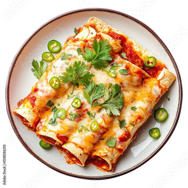 Obraz Enchiladas isolated on transparent white background png, clipping path 
