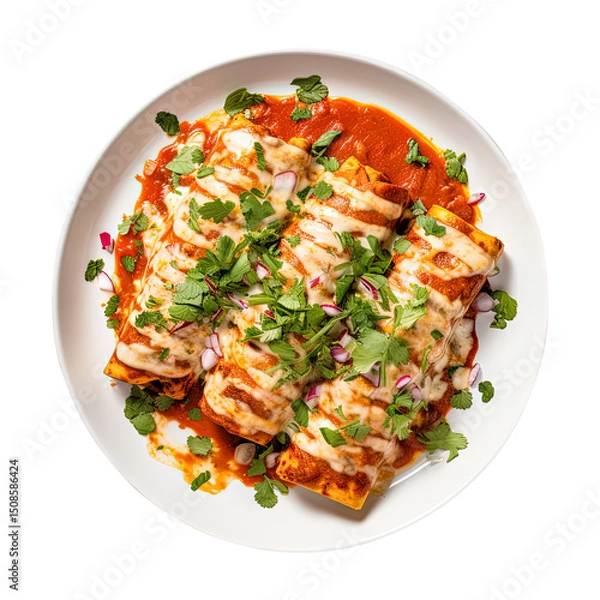 Obraz Enchiladas isolated on transparent white background png, clipping path 