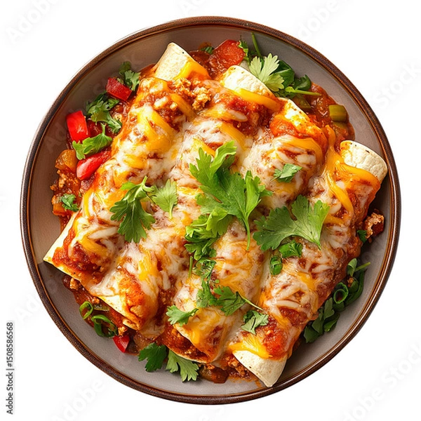 Obraz Enchiladas isolated on transparent white background png, clipping path 