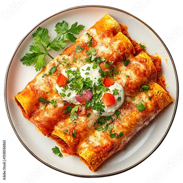 Obraz Enchiladas isolated on transparent white background png, clipping path 