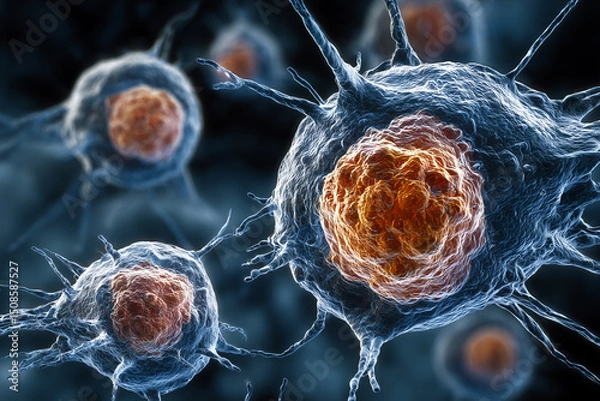 Fototapeta high-resolution microscope view of human stem cells in petri dish 