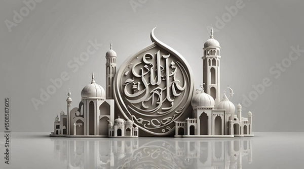 Fototapeta eid ul adha in written form with white background,generative.ai