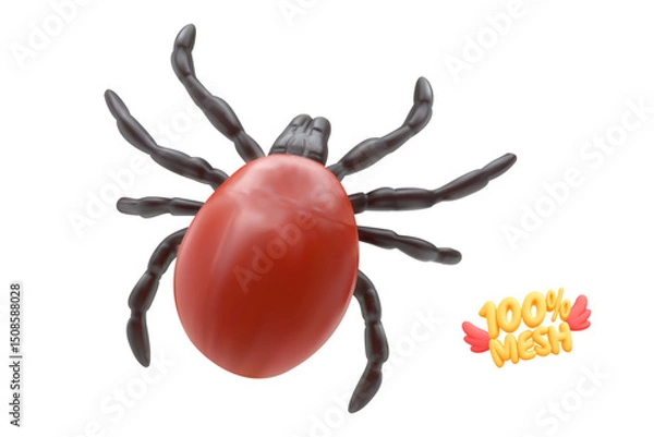 Fototapeta Vector realistic isolated red ixodid tick on white background.