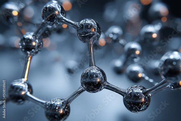 Fototapeta Molecular Marvel: A close-up exploration of interconnected molecules, highlighting the intricate beauty and complexity of scientific structures, rendered in stunning detail.