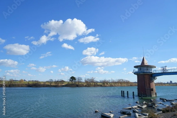 Obraz 金町浄水場取水塔とんがり帽子