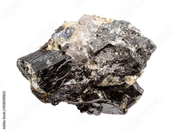Fototapeta uncut wolframite mineral isolated on white