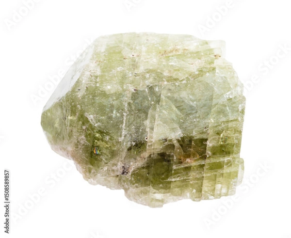 Fototapeta raw diopside crystal mineral isolated on white