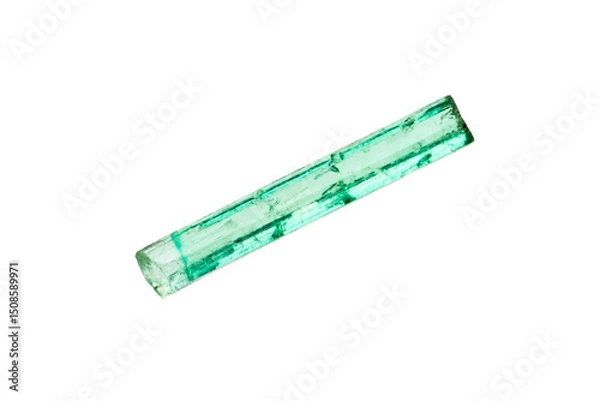 Fototapeta rough transparent emerald crystal mineral isolated
