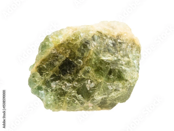Fototapeta unpolished green beryl mineral isolated on white