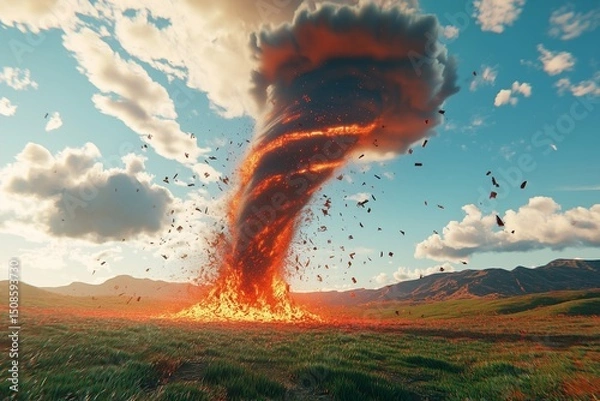 Fototapeta twister tornado 3d by generative ai