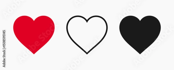 Fototapeta Hearts flat icons set. Heart symbols design elements. Vector illustration.