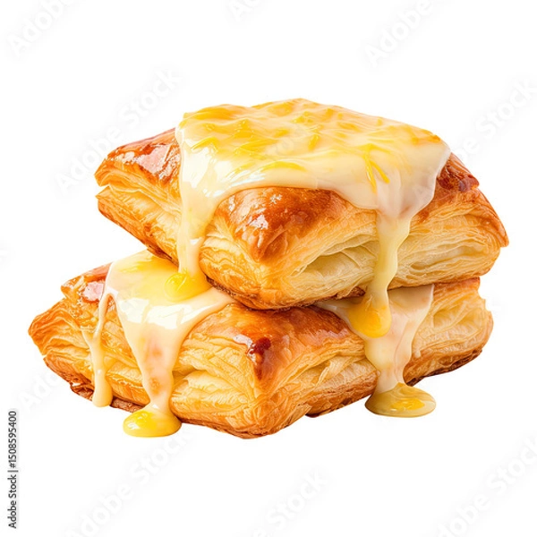 Obraz Cheese Danishes isolated on transparent white background png, clipping path