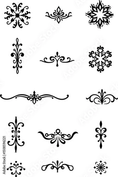 Fototapeta Text dividers doodle set Wedding decorative elements ornament borders lines Hand drawn vector i | Premium Vector

