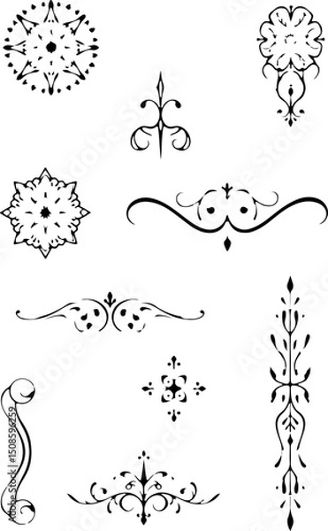 Fototapeta Text dividers doodle set Wedding decorative elements ornament borders lines Hand drawn vector i | Premium Vector

