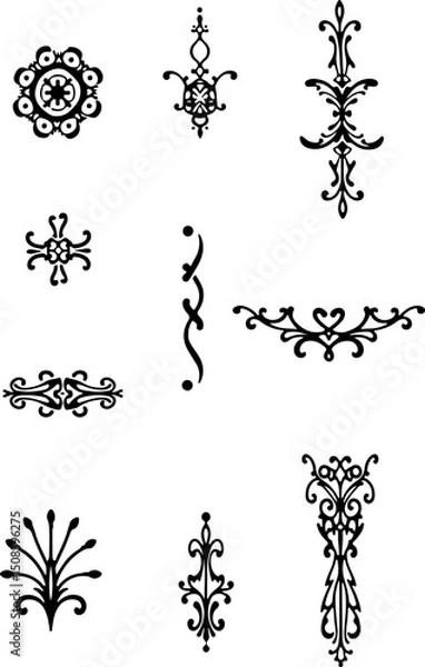 Fototapeta Text dividers doodle set Wedding decorative elements ornament borders lines Hand drawn vector i | Premium Vector
