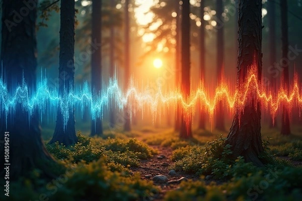 Fototapeta Sound waves in nature: visual harmony in a forest scene