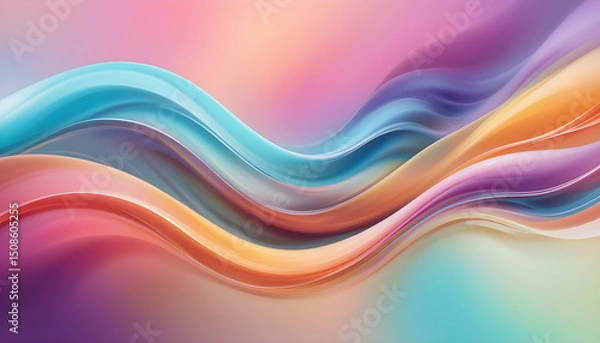 Fototapeta Fluid Gradient Waves in Soft Pastel Colors