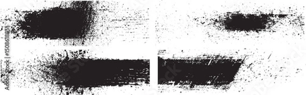 Fototapeta Grunge Vector Brushes on White Background, Set of Four