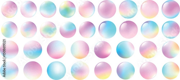Fototapeta Gradient Spheres Vector Set, Pastel Colors on White Background.