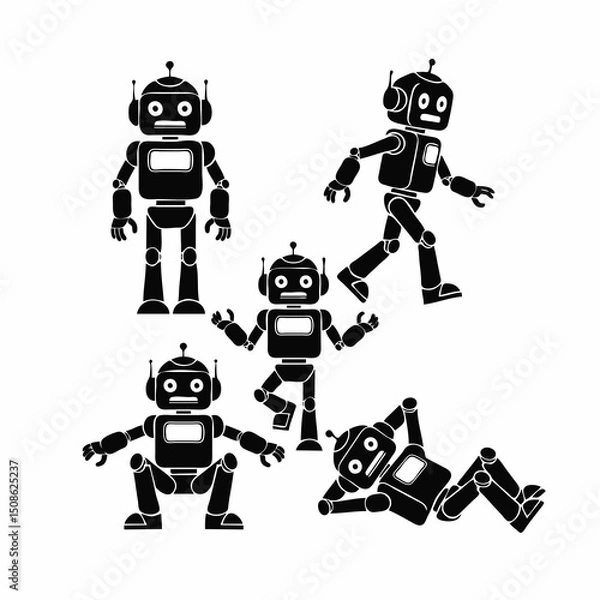 Fototapeta set of robot vector illustration