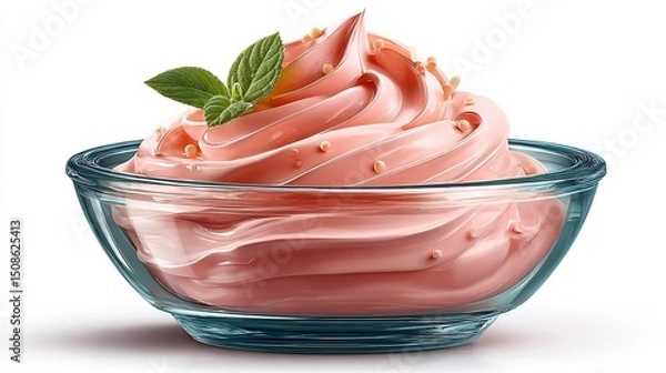 Obraz Pink Dessert Cream with Swirled, Delicious, and Food.