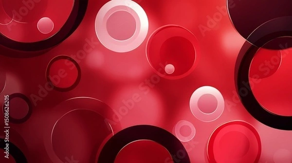 Obraz Red Abstract Background with Circles, Design, and Texture.