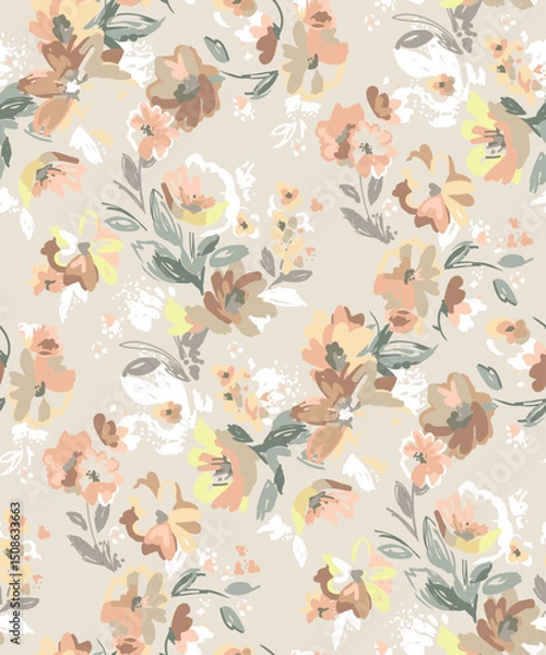 Obraz art vintage abstract effect floral pattern soft colors