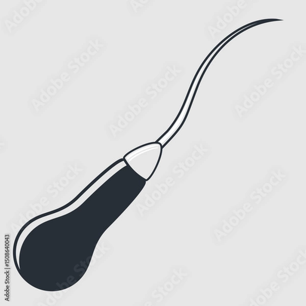 Obraz Curved Leather Awl with Handle. Vector illustration