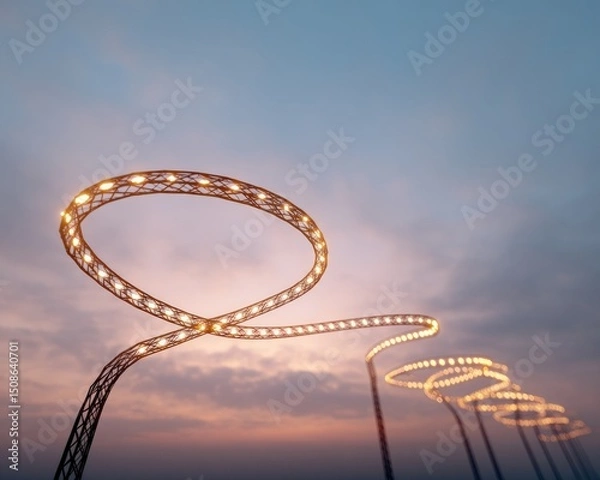 Obraz Global power lines shaped like race track loops, The Great Energy Race