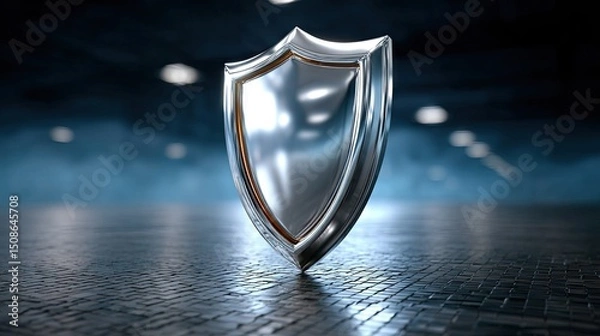 Fototapeta Metallic shield symbol