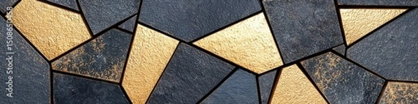 Fototapeta Abstract Gold and Gray Geometric Mosaic Pattern