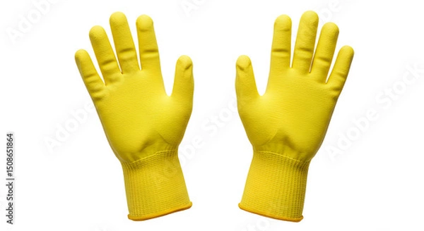 Fototapeta Pair of Yellow Knit Work Gloves on Black Background