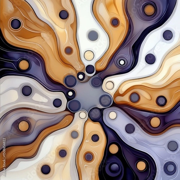 Fototapeta Abstract Swirling Pattern in Beige Brown and Purple Hues