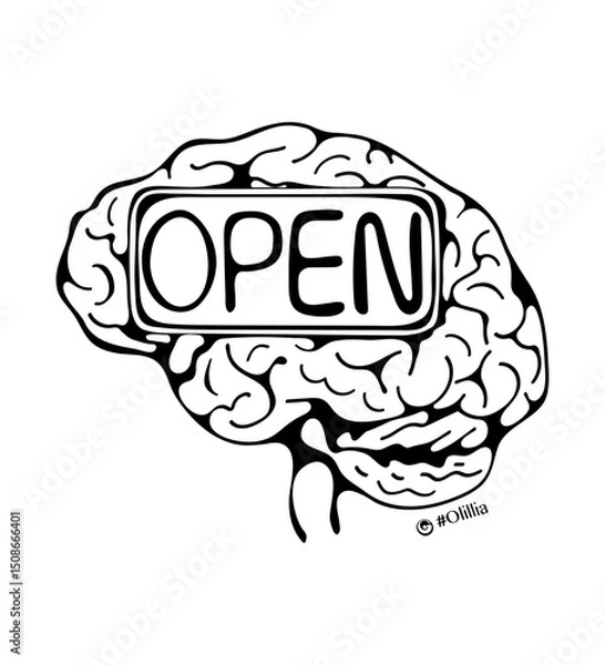 Fototapeta Brain open illustration of a human brain