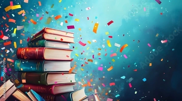 Fototapeta Celebrating the Joy of Education and Intellectual Growth with Colorful Confetti