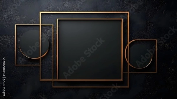 Fototapeta Minimalist Dark Abstract Geometric Frames Background for Presentations and Branding