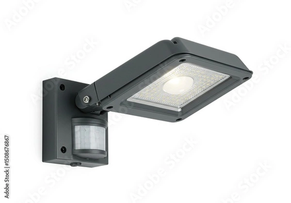 Obraz Gray outdoor wall-mounted security light with adjustable head and motion sensor